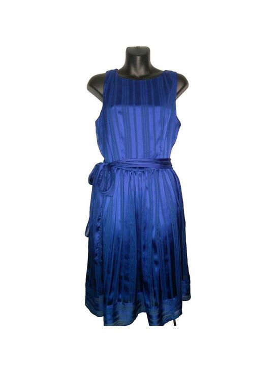 Dresses & Skirts - Luxe by Carmen Marc Valvo Blue Striped Sleeveless Dress Size 14